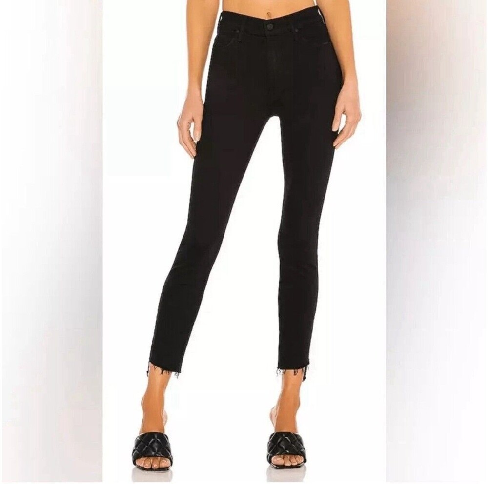 Mother Jeans Black Stunner Zip Ankle Step Fray Not Guilty Denim Womens Size 30